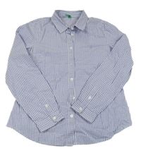 Levandulovo-bílá kostkovaná košile Benetton