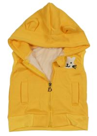 Žlutá tepláková vesta s kočkou 