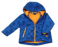 Modrá softshellová bunda s dinosaury a kapucí Kiki&Koko
