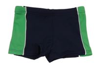 Tmavomodro-zelené nohavičkové plavky s proužky 