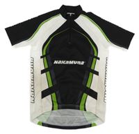 Černo-bílo-zelený cyklistický dres s logy Nakamura 