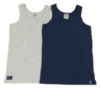 2x - Tmavomodrý + šedý nátělník L&D