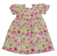 Bílé plátěné květované šaty Primark