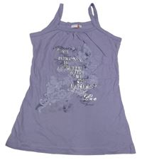 Fialový top s květy a nápisem Hot&Spicy