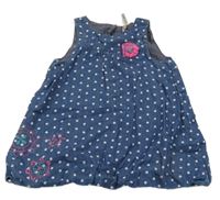 Modré puntíkované riflové šaty s výšivkami Orchestra 