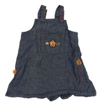 Tmavomodré riflové šaty s květy