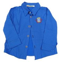 Safírová košile se vzorem a výšivkou 