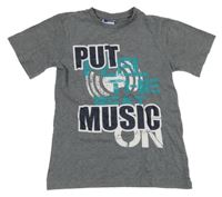 Šedé melírované tričko s nápisem Yigga