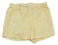 Bílo-žluté pruhované plátěné kraťasy H&M