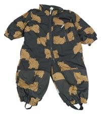 Antracitová šusťáková zimní kombinéza s medvídky H&M