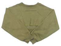 Khaki crop mikina s nápisem Candy Couture
