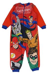 Červeno-safírový fleecový overal s JUSTICE LEAGUE