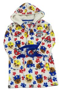 Bílo-safírový plyšový župan s PAW PATROL a kapucí nickelodeon