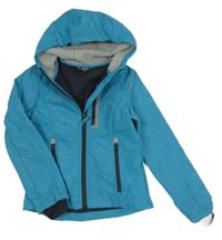 Tyrkysová melírovaná softshellová bunda s kapucí alive