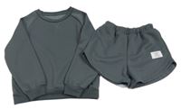 2Set - Tmavošedá mikina + teplákové kraťasy s nášivkou