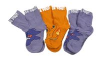3x - Ponožky s pokémony - 2x - Fialové, 1x - oranžové 