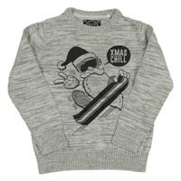 Šedo-bílý melírovaný vánoční svetr se Santou C&A