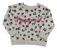 Šedo-černo-růžová vzorovaná melírovaná mikina Nutmeg