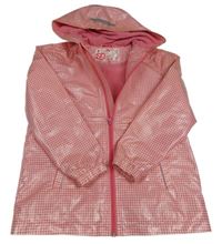Růžovo-smetanová vzorovaná nepromokavá jarní bunda s kapucí POCOPIANO