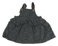 Tmavošedé puntíkaté manšestrové šaty s volánkem Tu