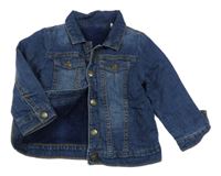 Tmavomodrá riflová zateplená bunda s límečkem Tu