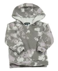 Šedo-bílo-lila batikovaná mikina s nášivkou a kapucí PRIMARK