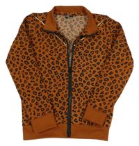 Medovo-černá vzorovaná propínací mikina TEEN GIRLS