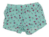 Mátové kraťasy s melouny a třešničkami a srdíčky Kiki&Koko