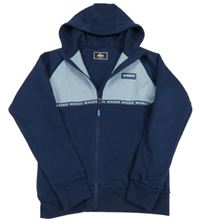 Tmavomodro-světlemodrá propínací mikina s logem a kapucí MCKENZIE.