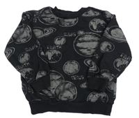 Černá oversize mikina s planetami H&M