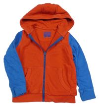 Červeno-modrá propínací mikina s kapucí Tu