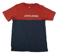 Tmavomodro-bordó tričko s logem JACK&JONES