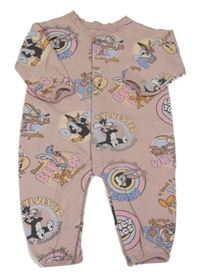 Starorůžová tepláková kombinéza s LOONEY TUNES