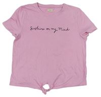 Růžové crop tričko s nápisem F&F