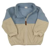 Světlemodro-béžová fleecová propínací mikina zn. H&M