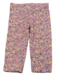 Starorůžové květované capri legíny Crafted