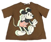 Hnědé tričko s Mickeym H&M