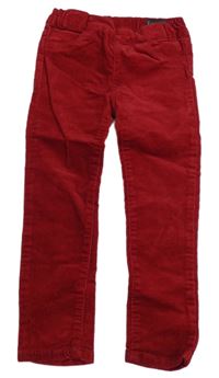 Červené manšestrové elastické skinny fit kalhoty H&M