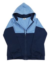 Modro-tmavomodrá sportovní propínací mikina s kapucí H&M