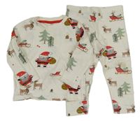 2set - Bílé triko se Santy a stromky + legíny F&F