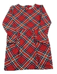 Červeno-černo-barevné kostkované teplákové šaty H&M