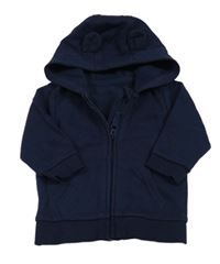 Tmavomodrá propínací mikina s kapucí s oušky George