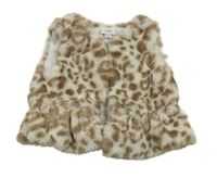 Béžovo-hnědá kožešinová podšitá vesta s leopardím vzorem River Island