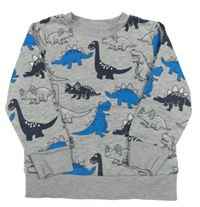 Šedá melírovaná mikina s dinosaury C&A