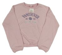 Nové - Růžová crop mikina s nápisem a květinou Yigga