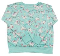 Nové - Tyrkysová plyšová pyžamová mikina s lamami Dunnes