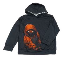 Černá lehká mikina s ninjou a kapucí