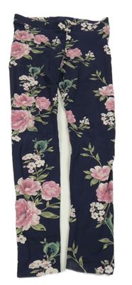 Tmavomodré květované legíny H&M