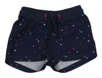 Tmavomodré plážové kraťasy s hvězdami Topolino