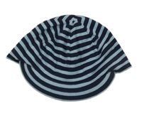 Světlemodro-tmavomodrá pruhovaná bavlněná čepice s kšiltem